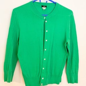 J Crew Kelly green Jackie cardigan with 3/4 sleeve